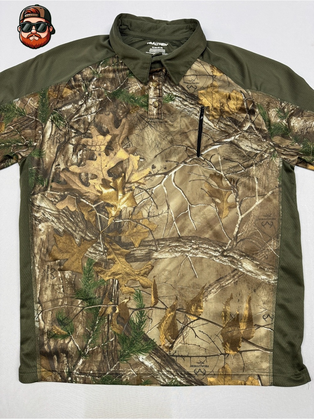Men's Redhead Hunting Camo Polo Shirt Realtree Pattern, Brown/Green, Size XL